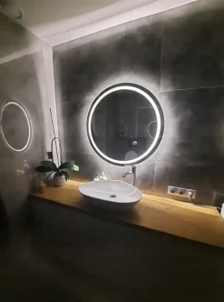 Lustro led fi 50cm okrągłe podświetlane + wodoodporne ledy cob 480 diod/m