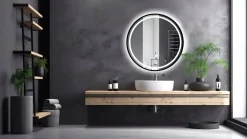 Lustro led 50 w czarnej ramie aluminiowej loft okrągłe loftowe premium