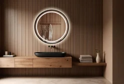 Lustro led 50 w czarnej ramie aluminiowej loft okrągłe loftowe premium