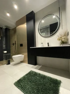 Lustro led 50 w czarnej ramie aluminiowej loft okrągłe loftowe premium