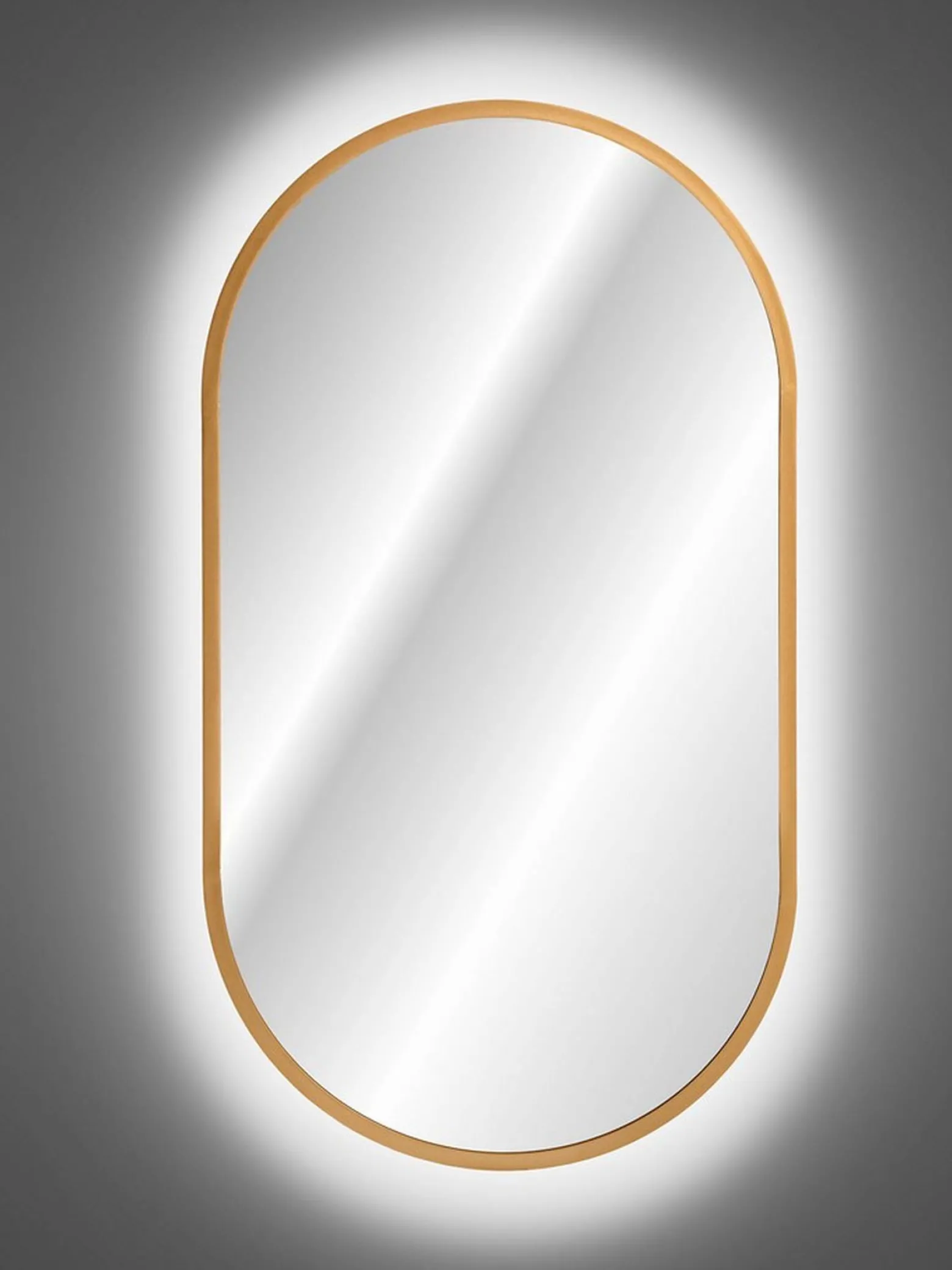Lustro LED Złote Apollo 90x50 Owalne
