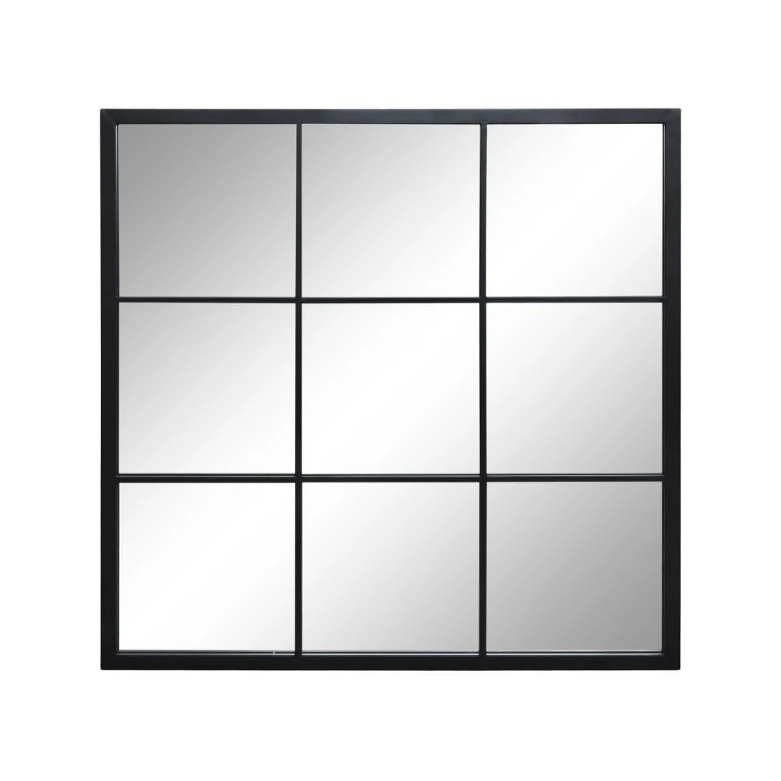 Lustro okno czarne ze szprosami 90x90 cm