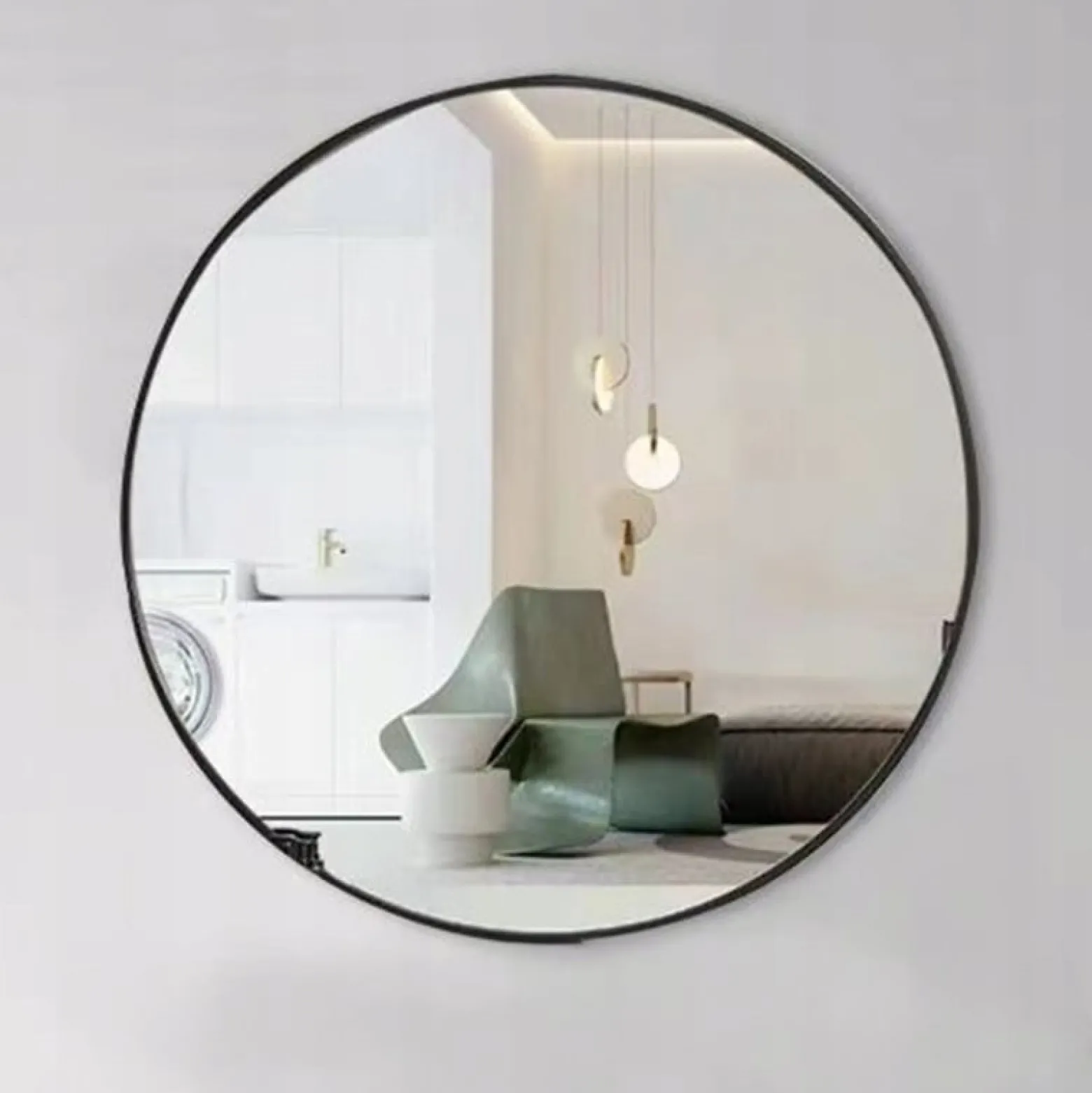 Lustro okrągłe industrialne czarne 50cm XXL