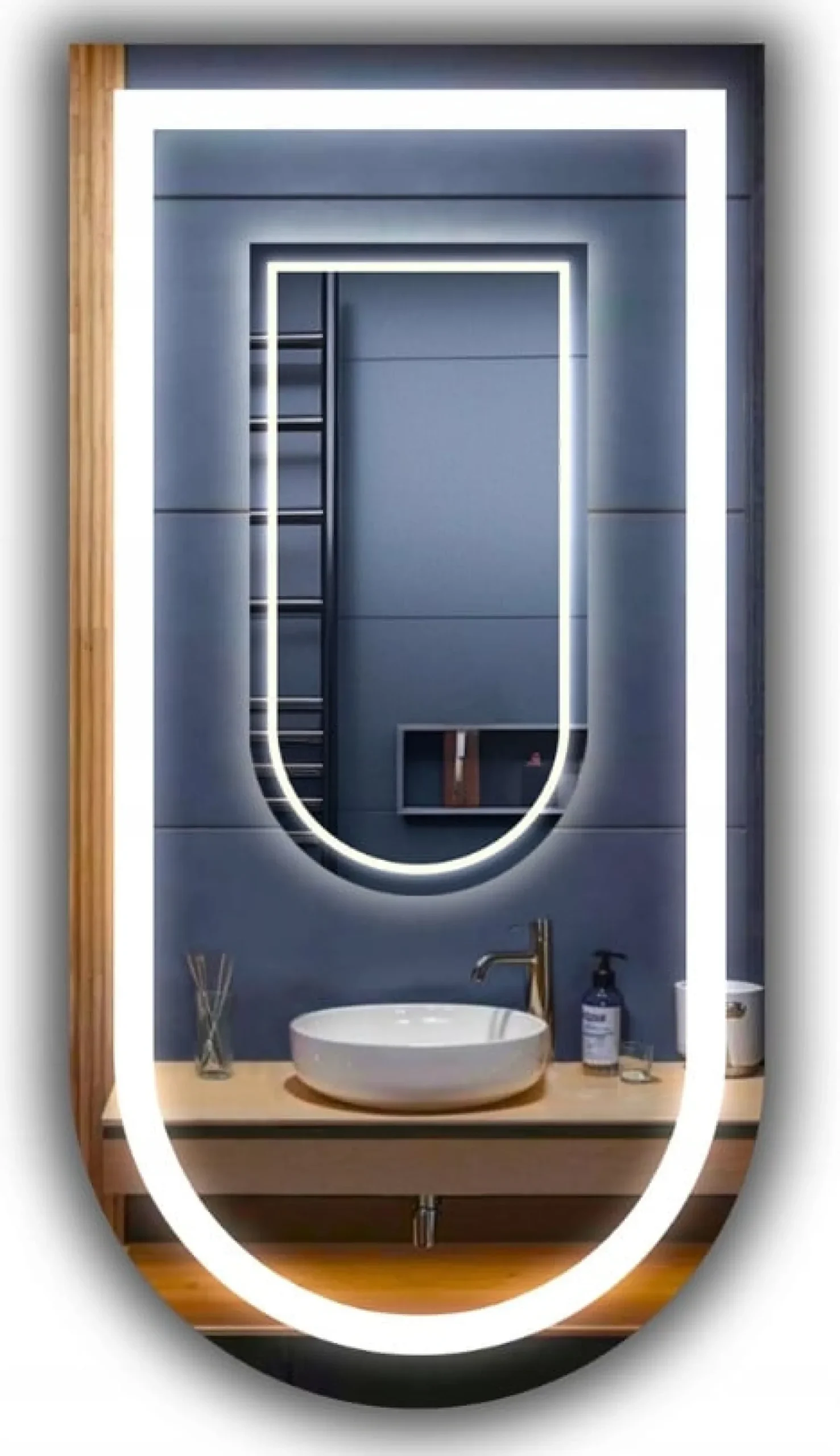Lustro półowalne łazienkowe led 40x90 cm półowal ledy cob 480 diod/m