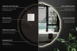 Lustro Stylowe Okrągłe LED z Neutralnym Światłem 50x50 Wallfluent