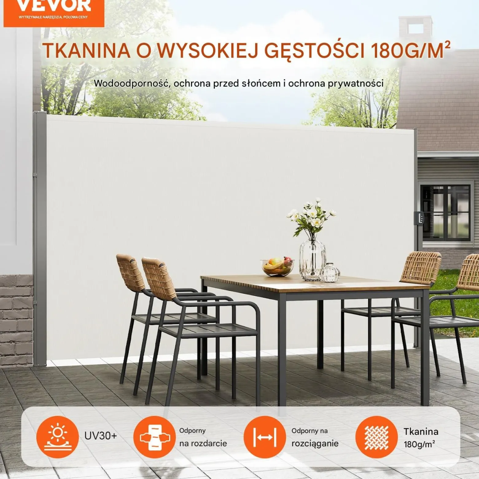 Markiza boczna parawan osłona na taras roleta przeciwsłoneczna 160 x 300 cm