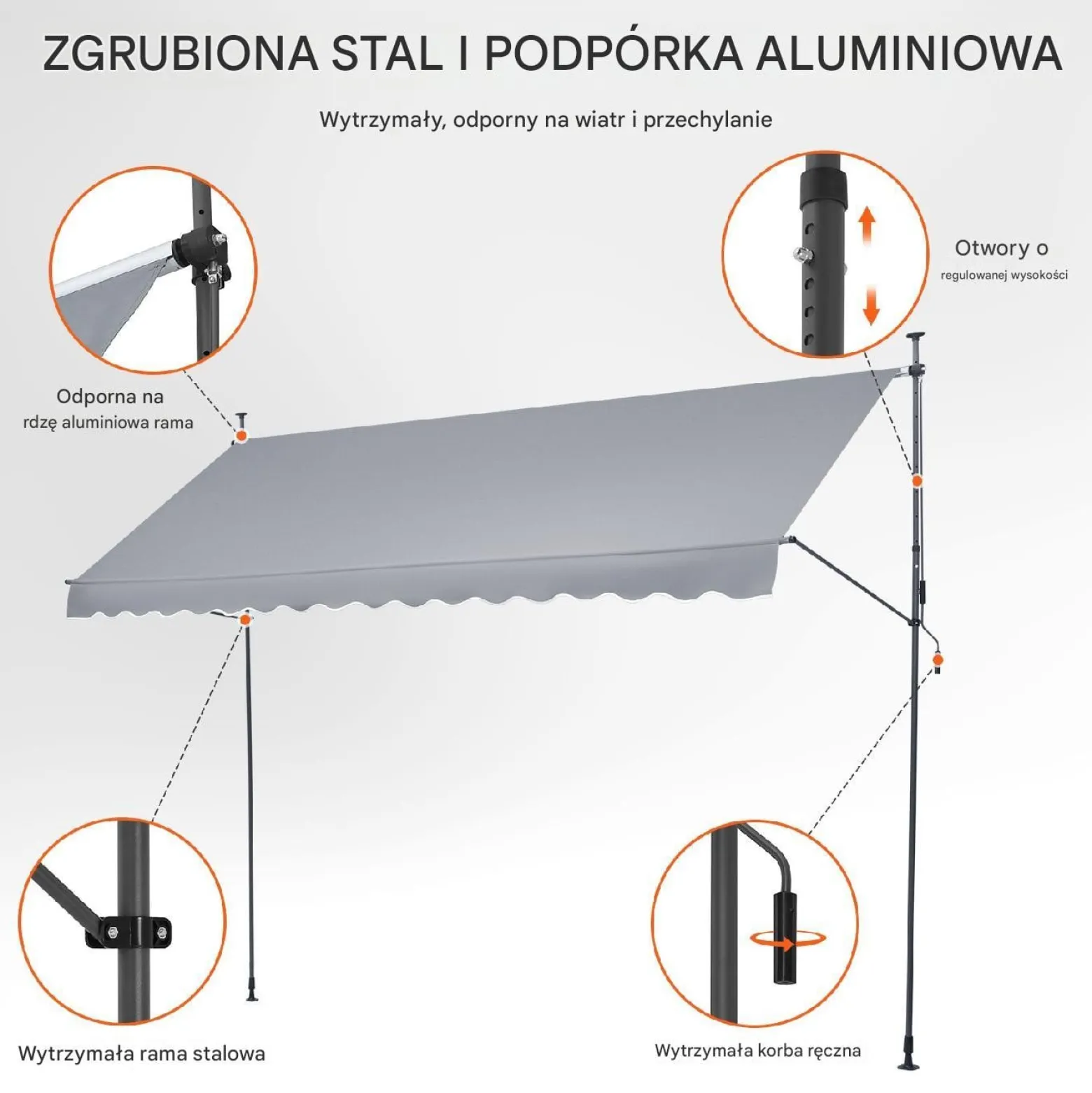Markiza Tarasowa 400 x 120 cm z Korbką Ręczną