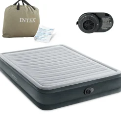 Materac dmuchany Intex dwuosobowy z wbudowaną pompką 203x152x33 cm