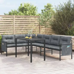 Meble ogrodowe Antracyt Stal Table + corner vidaXL