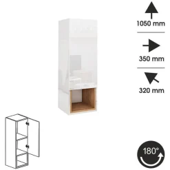 Meblościanka 175 cm do salonu PREMIUM biały/czarny