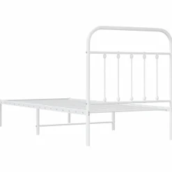 Metalowa rama łóżka z wezgłowiem biała 90x190 cm