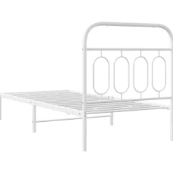 Metalowa rama łóżka z wezgłowiem, biała, 90x200 cm