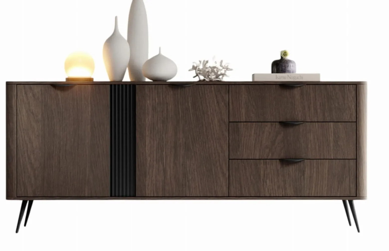 Minimalistyczna szeroka komoda w stylu japandi z szufladami MONACO