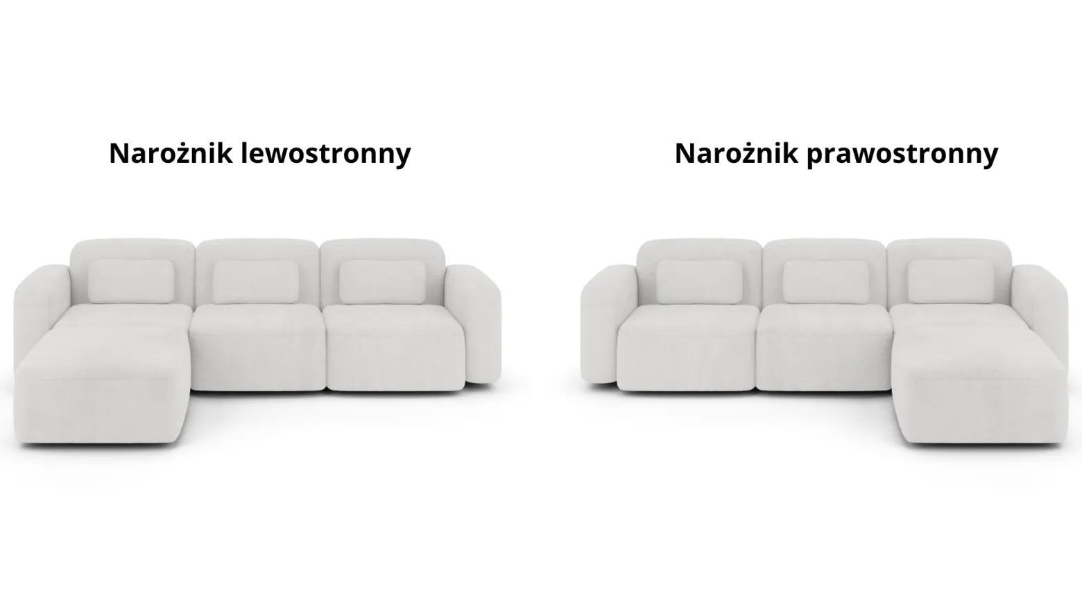 Modułowy narożnik do salonu ORCHID biały duża rogówka wybór strony