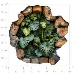 Naklejka 3D tropikalna oaza wyrwa efekt w ścianie 80x80