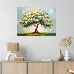 Naklejka na ścianę Feeby 3D Zielone Kwitnące Drzewo Życia Kwiaty 30x20