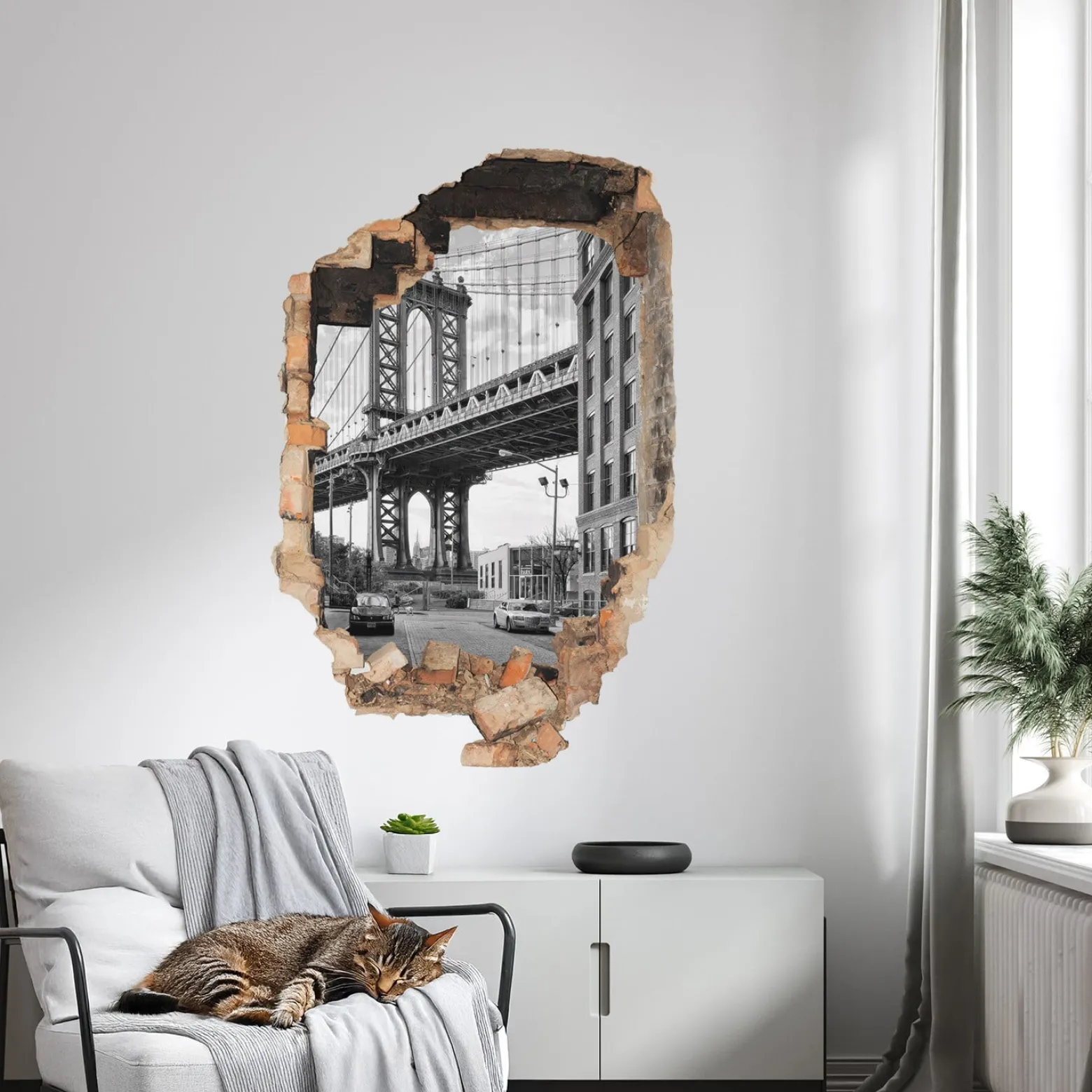 Naklejki dziury miejski pejzaż 3D efekt wyrwy 53x80
