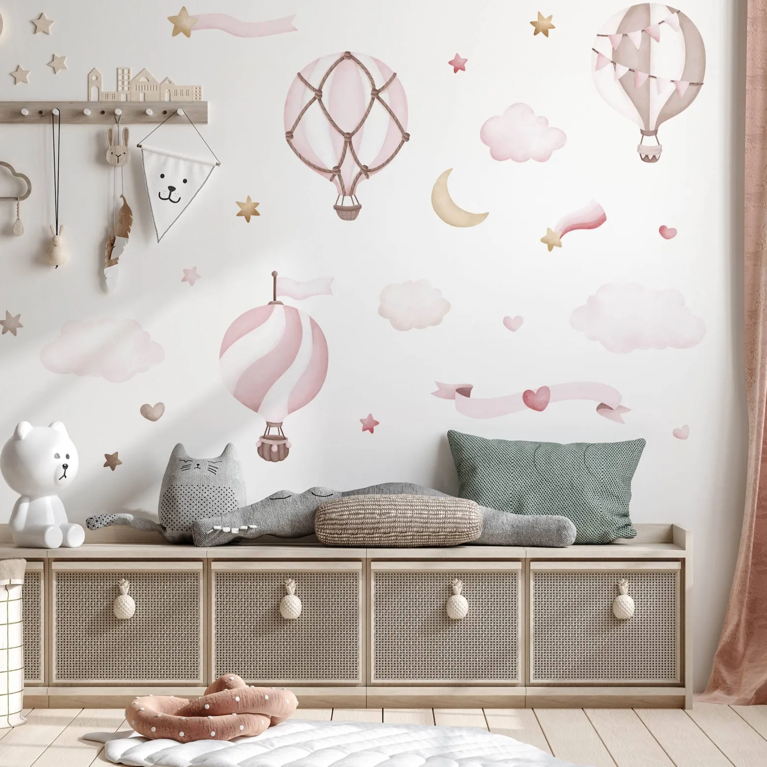 Naklejki Różowe balony w chmurach 60x30cm