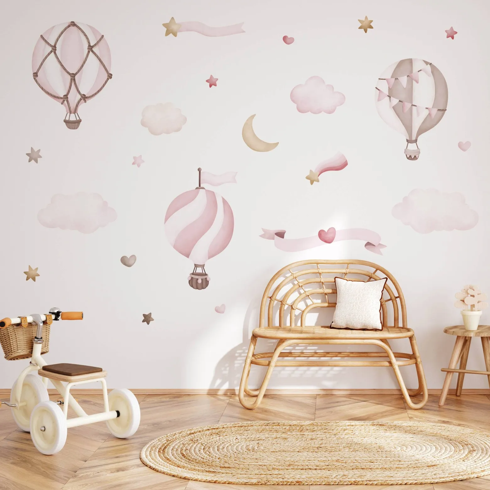 Naklejki Różowe balony w chmurach 60x30cm