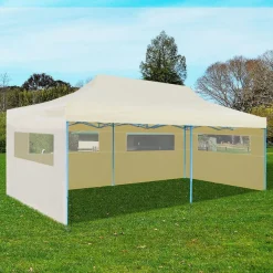 Namiot ogrodowy Kremowy Metal with 4 sidewalls vidaXL