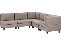 Narożna sofa modułowa tapicerowana 5-osobowa brązowa
