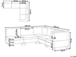 Narożna sofa modułowa tapicerowana 5-osobowa brązowa