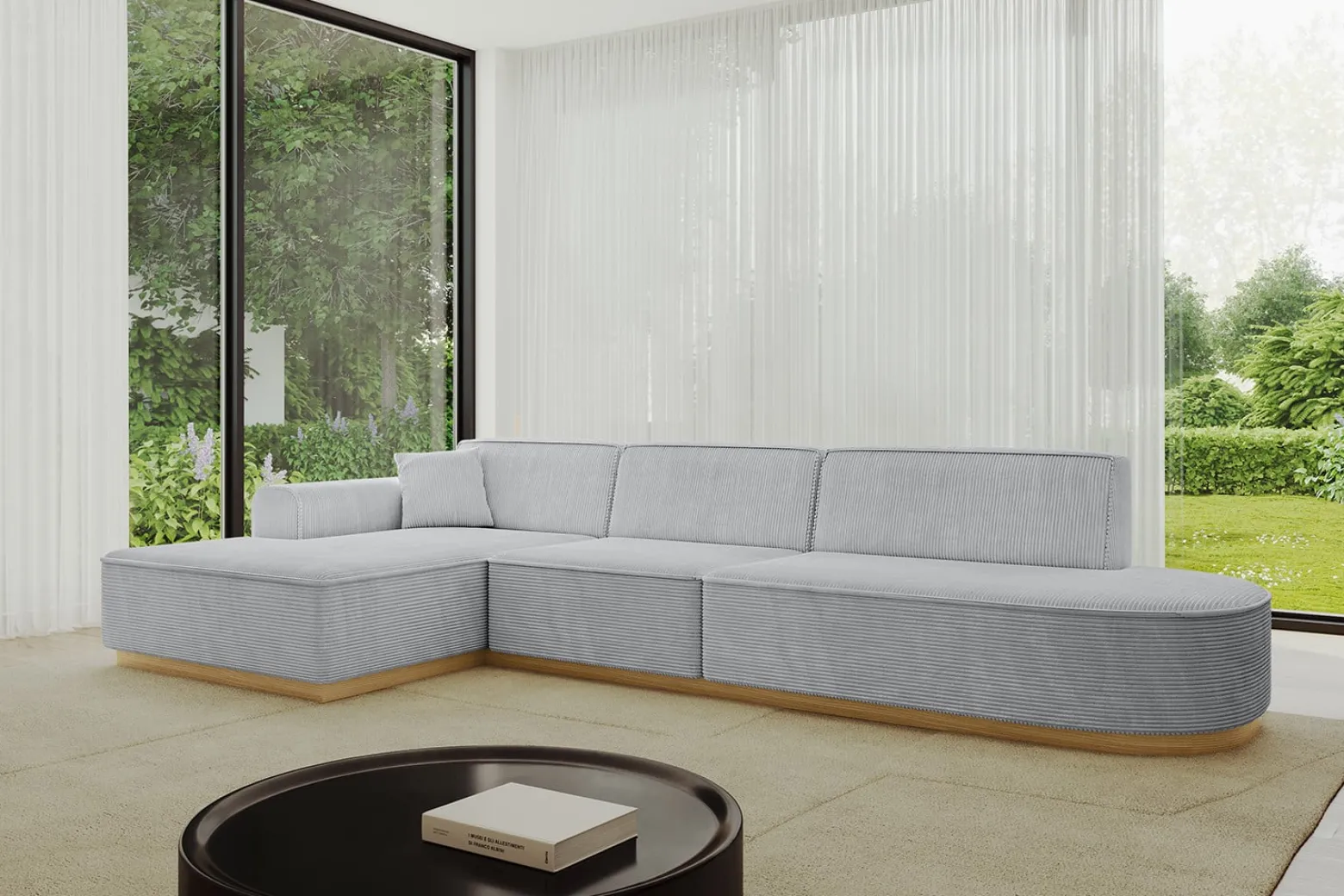 Narożnik lewostronny bez funkcji spania IREA-L2-v2 327x165x80 cm Szary