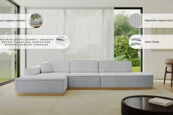 Narożnik lewostronny bez funkcji spania IREA-L2-v2 327x165x80 cm Szary