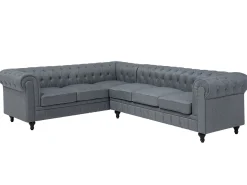 Narożnik rogówka chesterfield jasnoszary