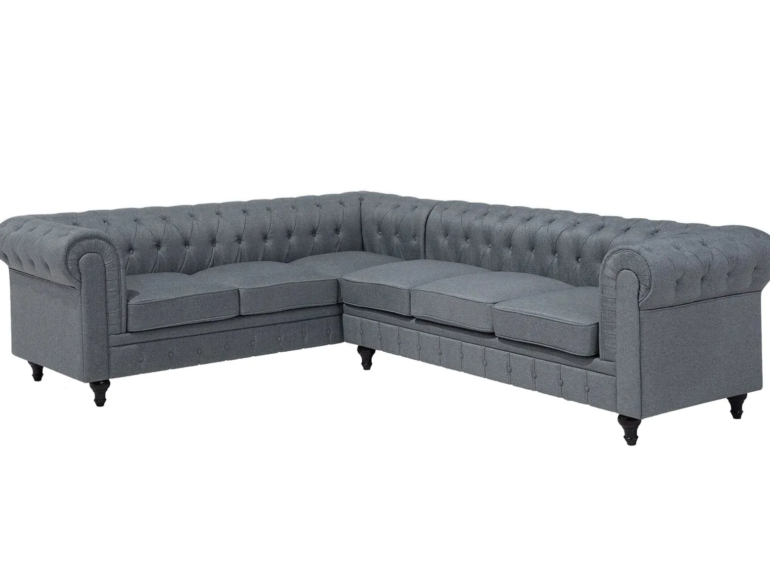 Narożnik rogówka chesterfield jasnoszary