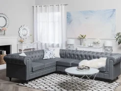 Narożnik rogówka chesterfield jasnoszary