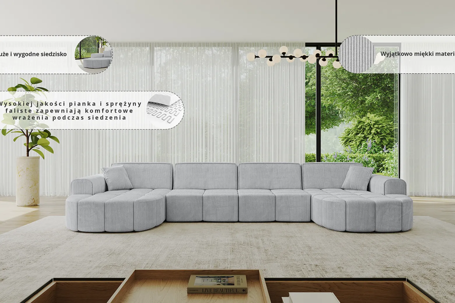Narożnik uniwersalny bez funkcji spania LIVO-U1 - 400x173x79,5 Szary