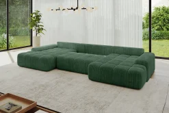 Narożnik z funkcją spania i pojemnikiem ENSI-U 353x164x69 cm Zielony
