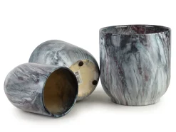 NEVA MARBLE Komplet 3 osłonek ceramicznych 29x29x30/23x23x26,5/19x19x24cm