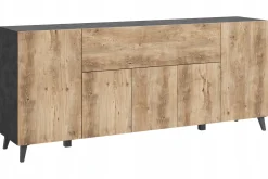 Nowoczesna komoda 180cm do salonu na nóżkach antracyt matera, kszatan