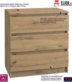 Nowoczesna komoda z 3 szufladami Eliva - dąb artisan