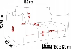 Nowoczesna Sofa Kanapa Dziecięca FLOW Funkcja spania + pojemnik na pościel
