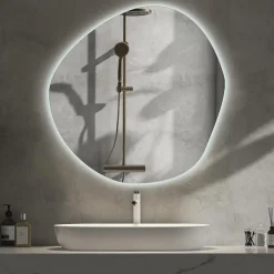 Nowoczesne Lustro Nieregularne LED Loft Ścienne 87x86 cm