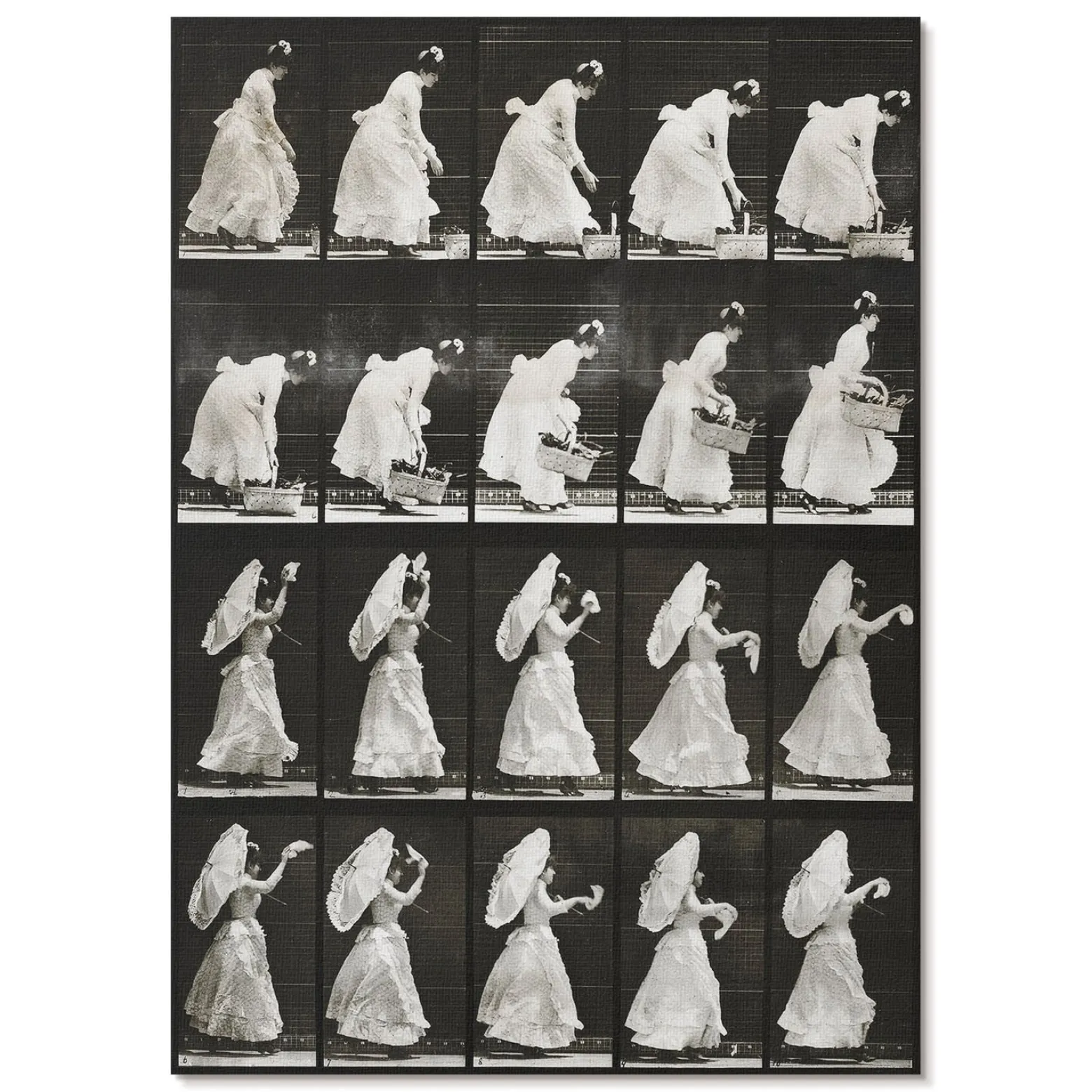 Nowoczesne plakaty A4 Kobieta machająca chusteczką (1887) E. Muybridge’a