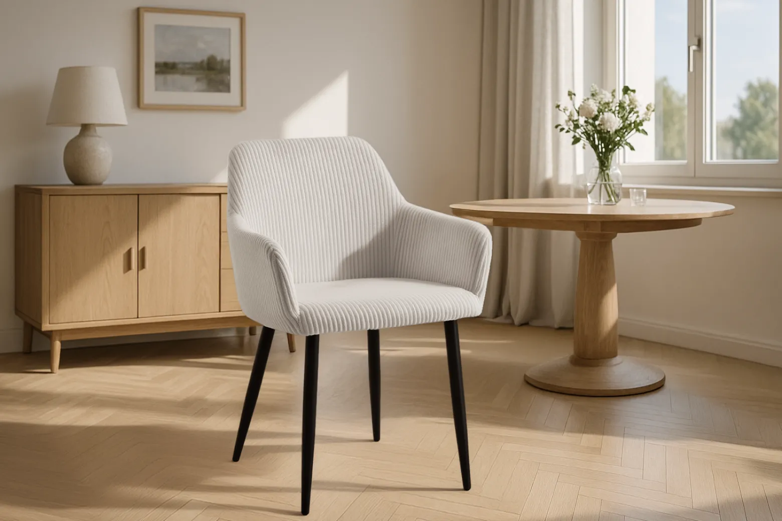 Nowoczesne stylowe krzesło kuchnia jadalnia salon KT206 Lotta sztruks beż