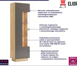 Nowoczesny regał z witryną w kolorze dąb craft - Riska