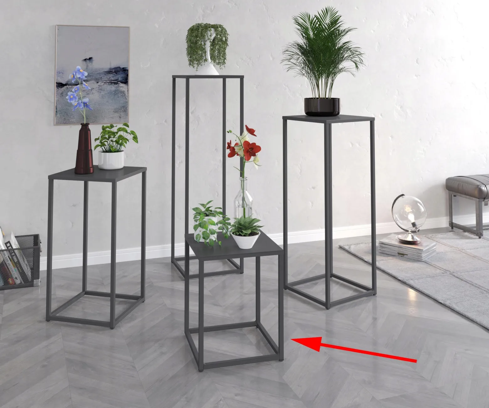 Nowoczesny Stojak Na Kwiaty 30x30x37 Loft Salon Czarny