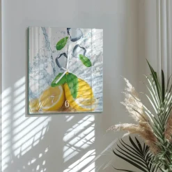 Nowoczesny zegar 30x30 Cytrynowy ozdobny ścienny