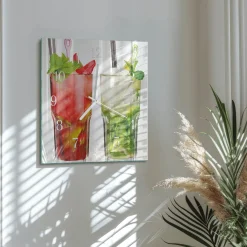 Nowoczesny zegar 30x30 Koktajle design na ścianę