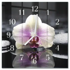Nowoczesny zegar 30x30 Orchidea dekoracyjny na ścianę