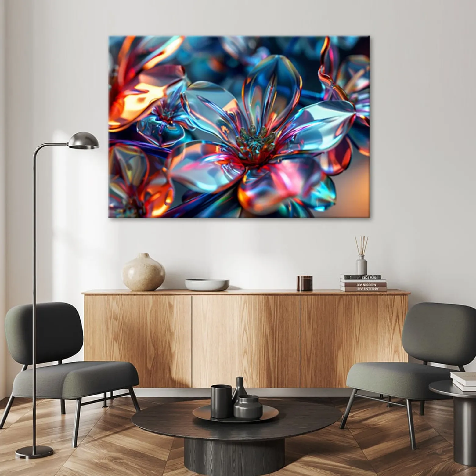 Obraz, Szklany bukiet kwiatów 3D 60x40