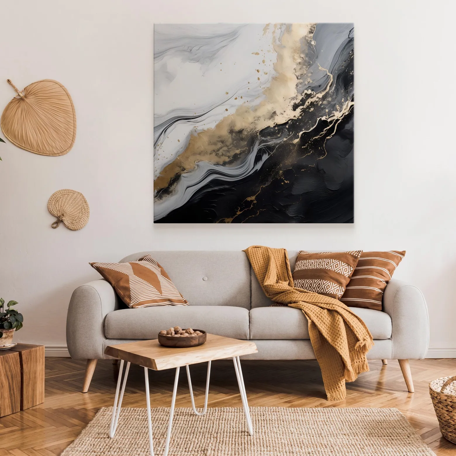 Obraz Abstrakcyjny Marmur W Czarno-Białych Kolorach 30x30cm