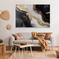 Obraz Artystyczny Marmur Z Elementami Złota 30x20cm