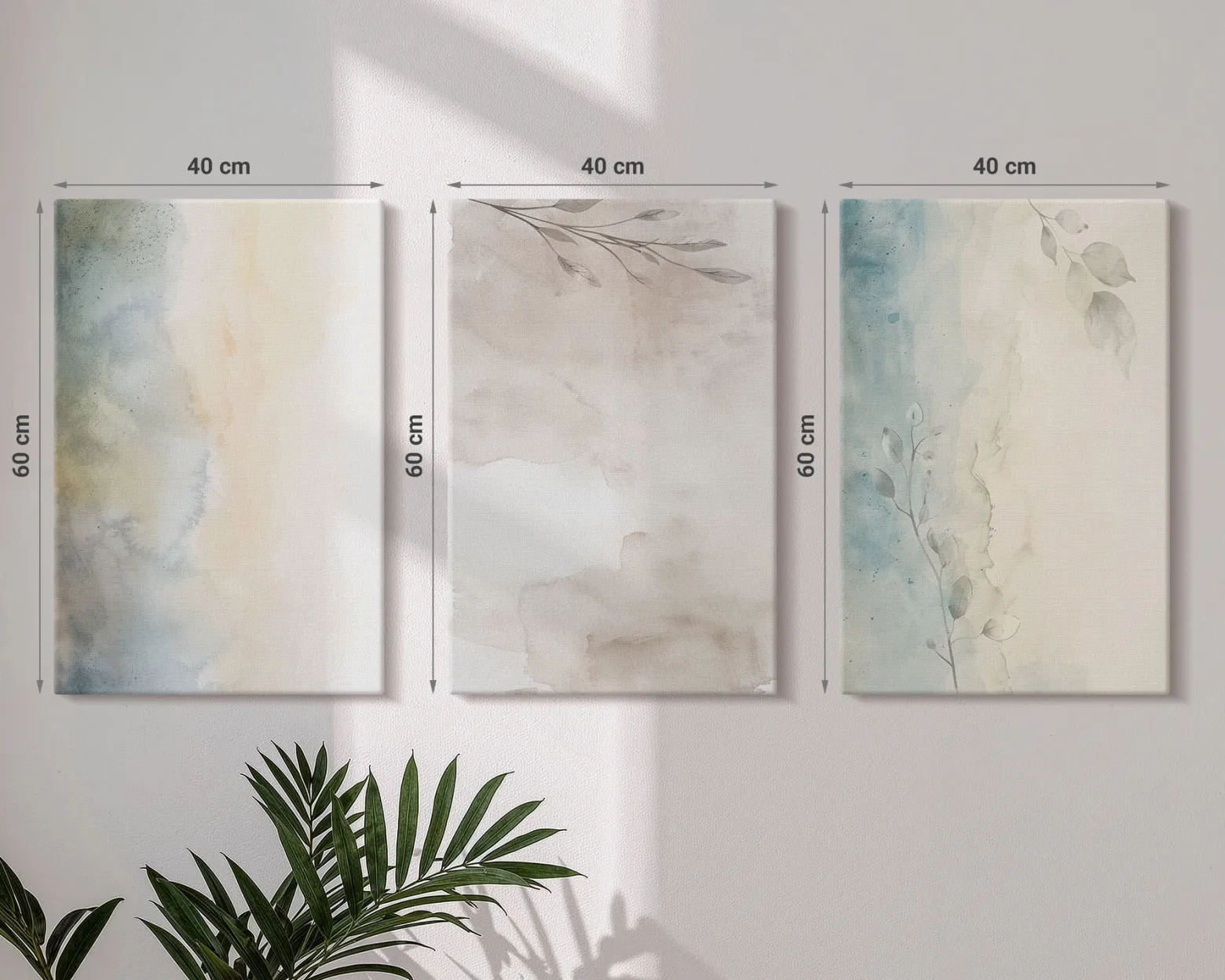 Obraz canvas 3 częściowy Delikatne akwarele | 3x40x60 | Wallfluent