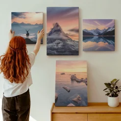 Obraz canvas 4 częściowy Góry jeziora jeleń |40x40, 40x60| Wallfluent